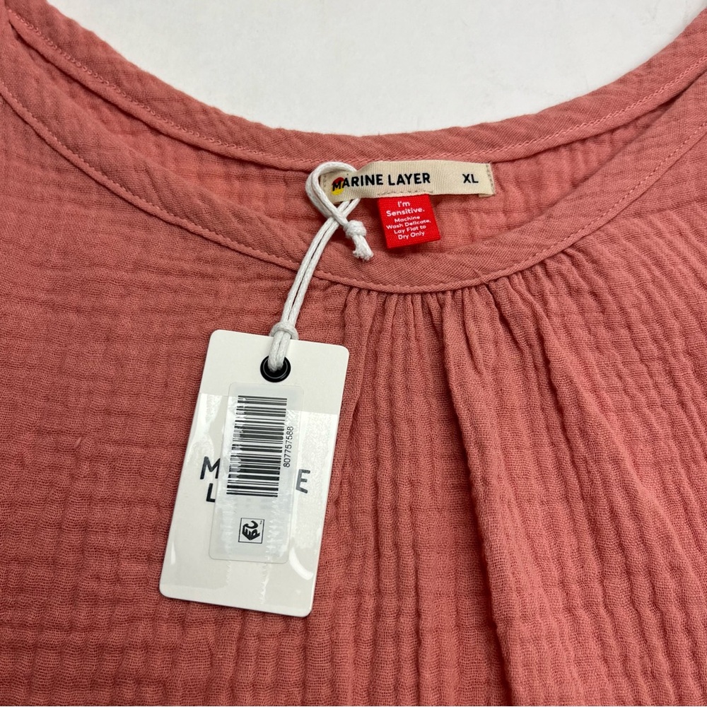 Marine Layer Jude Flutter Sleeve Cotton Tank Rosette Pink Womens Size‎ XL NEW - Picture 4 of 11